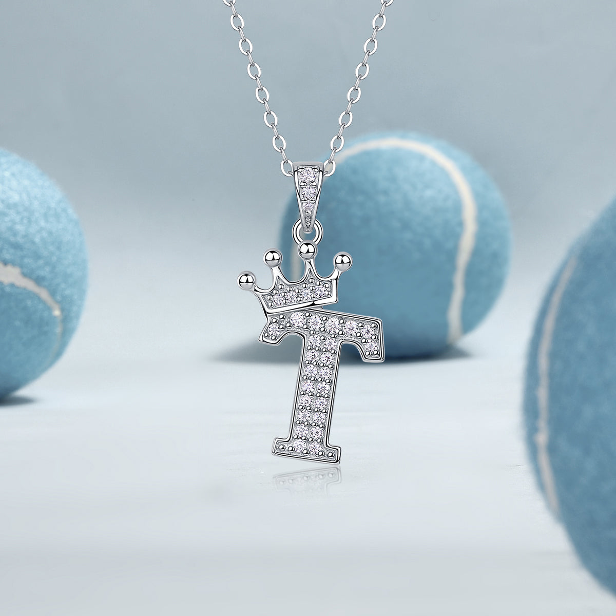 Crown 26 English Letters Full Moissanite Pendant Necklace Free choice - Ceerom