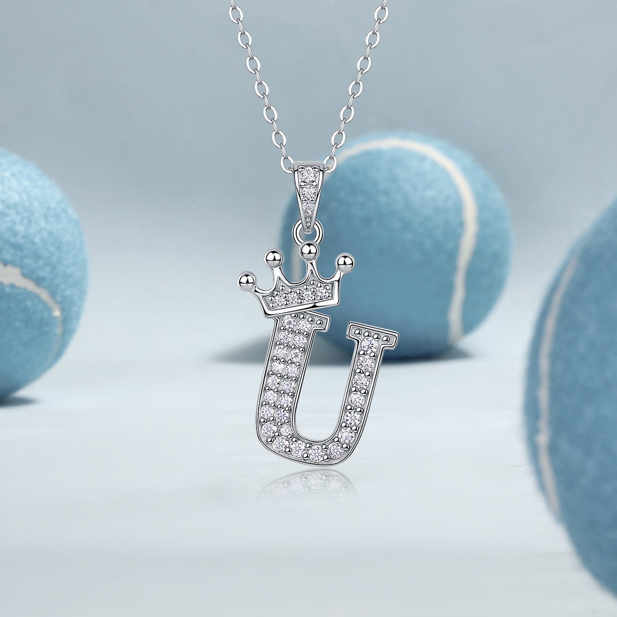 Crown 26 English Letters Full Moissanite Pendant Necklace Free choice - Ceerom