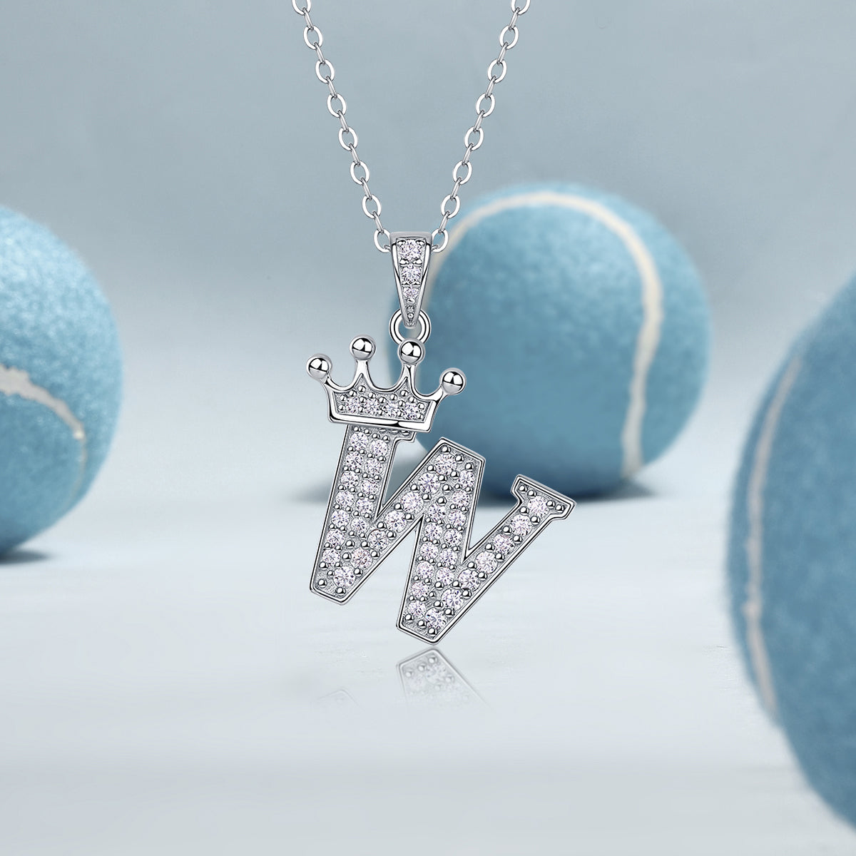 Crown 26 English Letters Full Moissanite Pendant Necklace Free choice - Ceerom