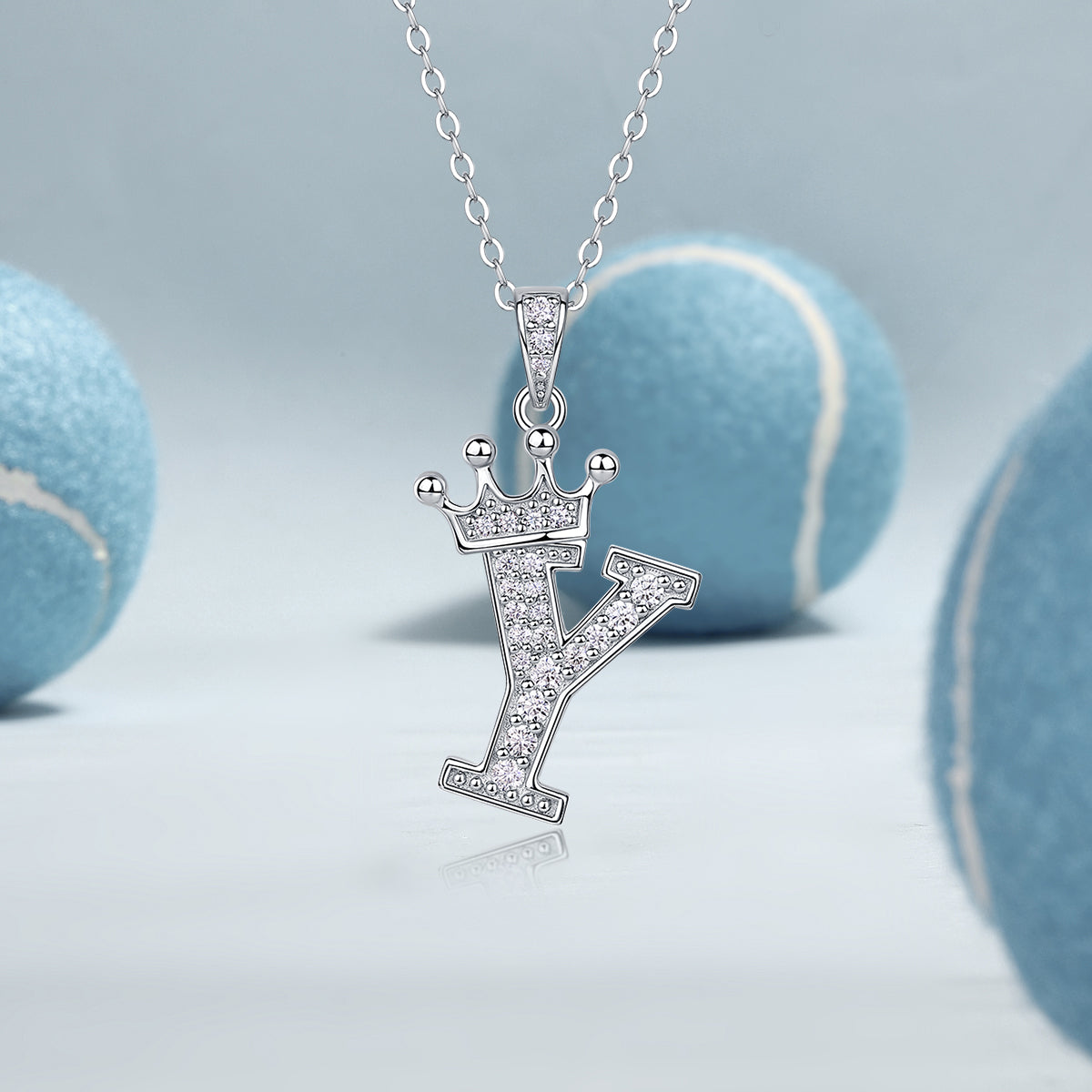 Crown 26 English Letters Full Moissanite Pendant Necklace Free choice - Ceerom
