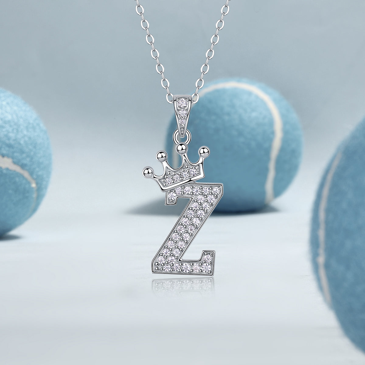 Crown 26 English Letters Full Moissanite Pendant Necklace Free choice - Ceerom